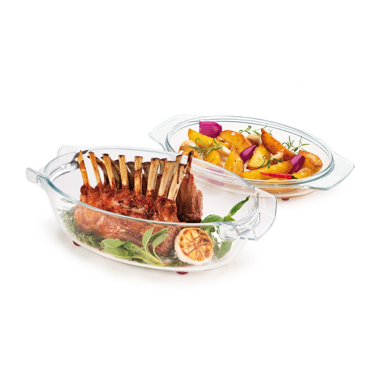 Oválný pekáč s poklopem GrandCHEF 35 x 21 cm, skleněný