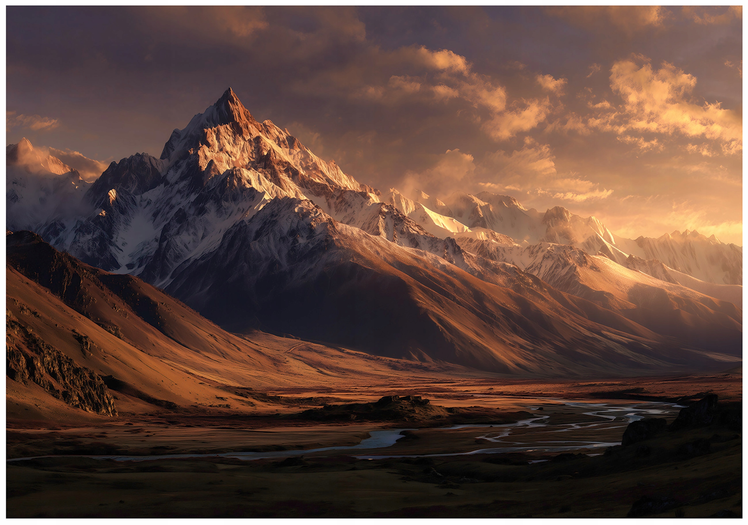 Wall mural featuring mountains, landscape, and clouds; suitable for bedrooms and living rooms; non-woven wallpaper;