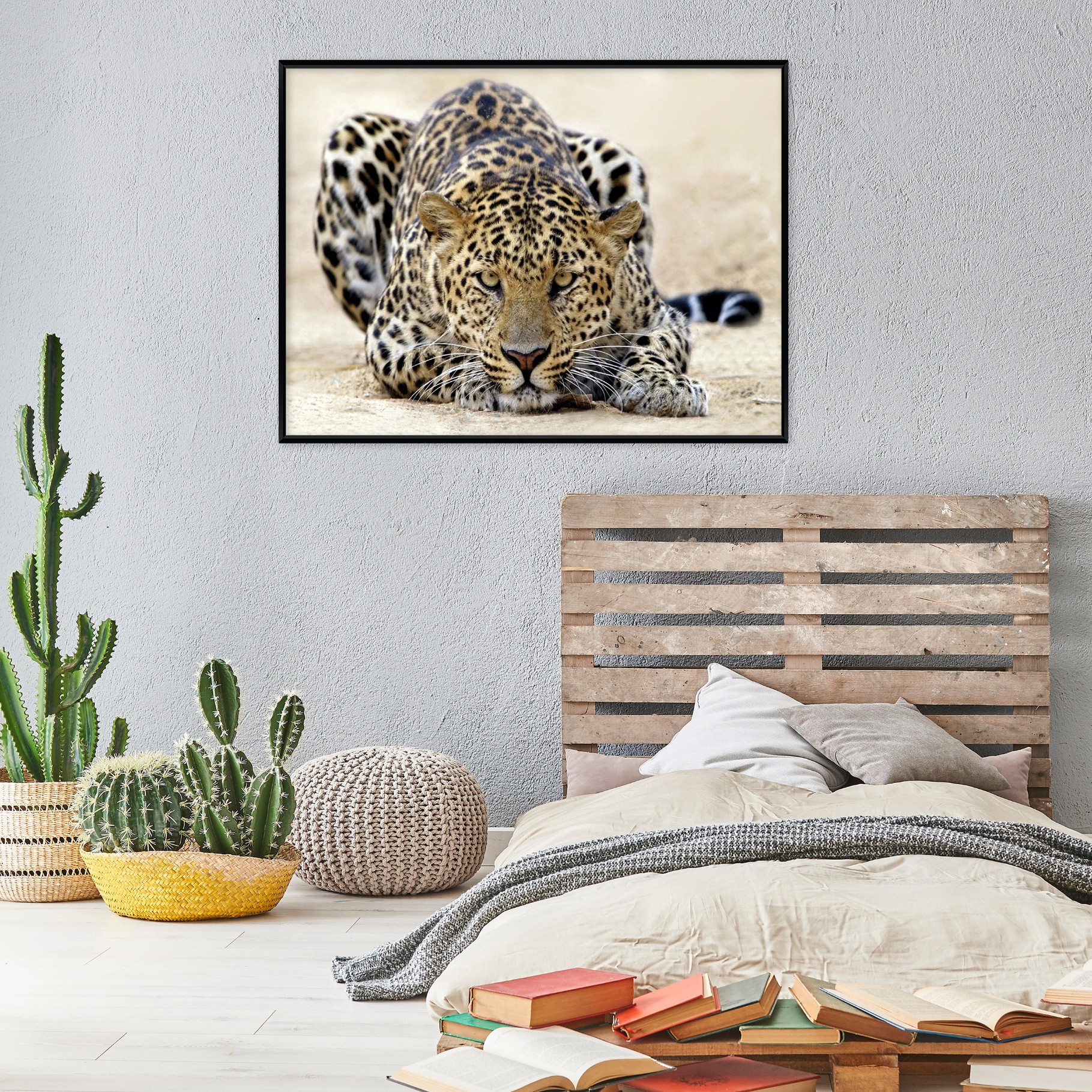 Black framed canvas painting, lampard animals, living room, bedroom, 40x30