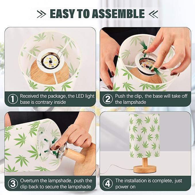 TWINKLETALE Table Lamp Green Marijuana Leaf Cannabis Weed Leaves on