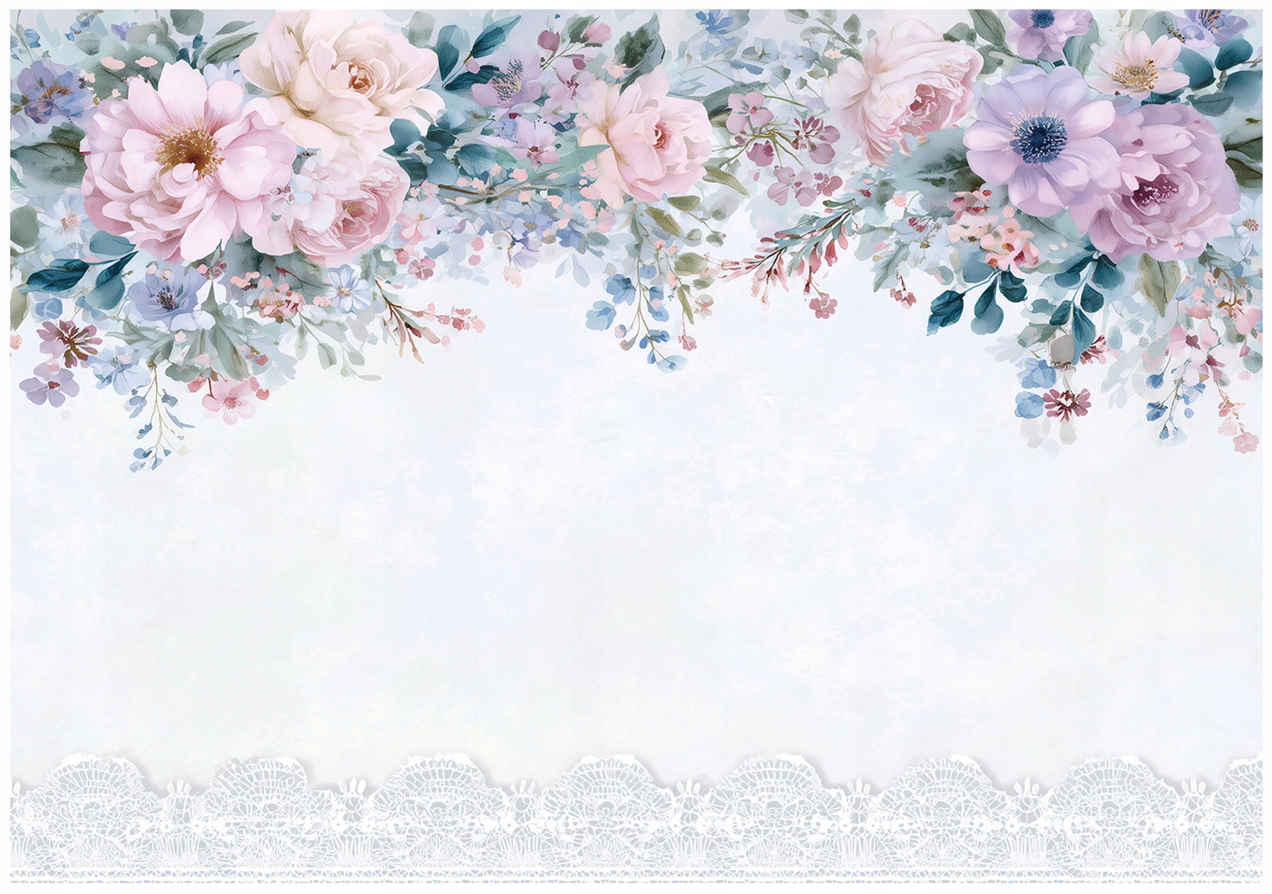 Wall mural with hanging flowers, concrete design, for bedroom or living room, non-woven wallpaper