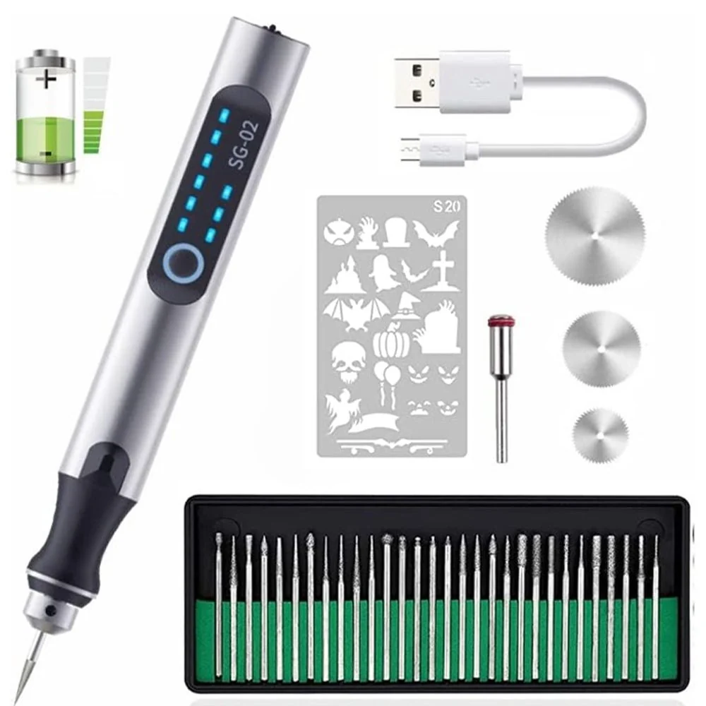 Mini Electric Professional Engraving Pen for Jewelry Glass Wood Stone Metal - USB Rechargeable