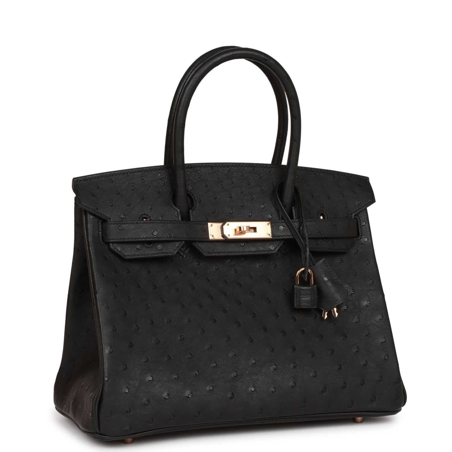 Birkin 30 Black Ostrich Rose Gold Hardware