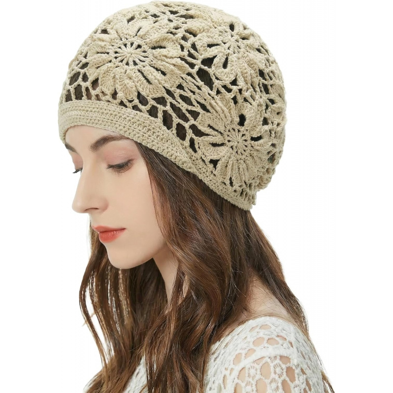 Women's Cotton Crochet Slouchy Beanie Hat