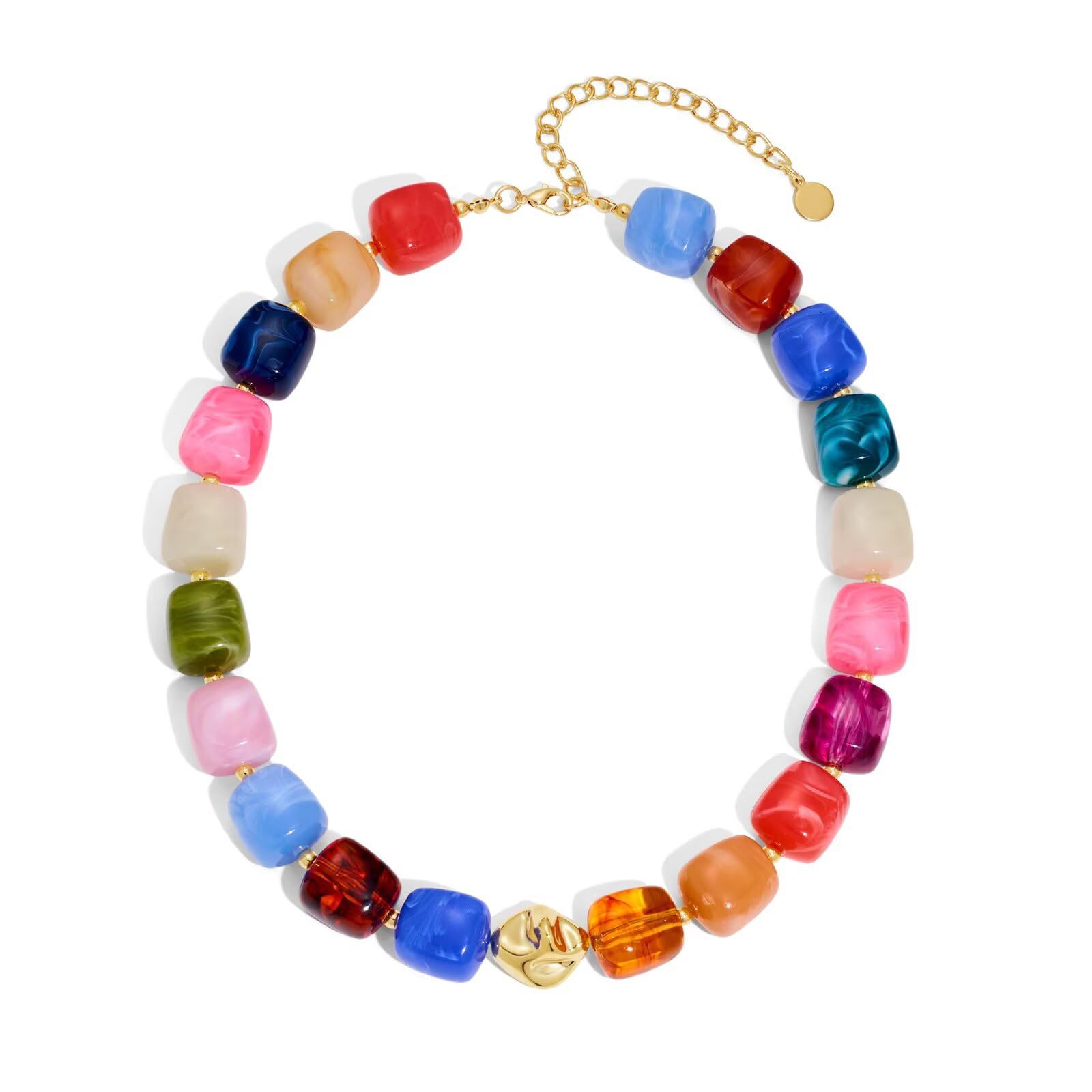 Resin beaded necklace is fashionable and versatile.