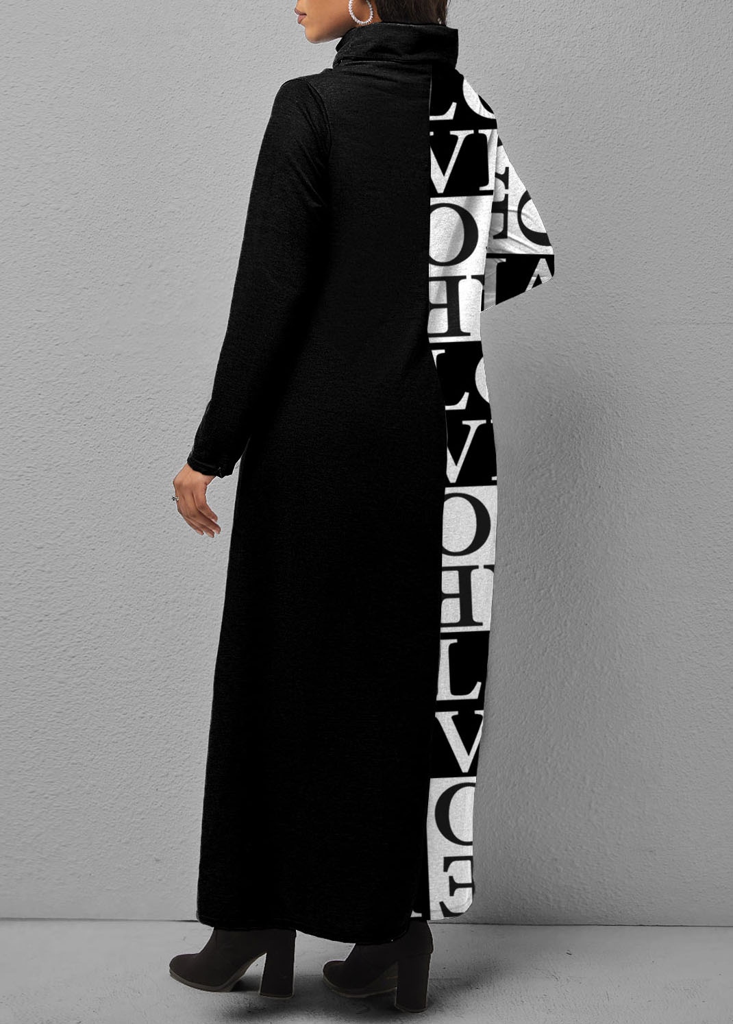 Letter Print Asymmetric Hem Dress