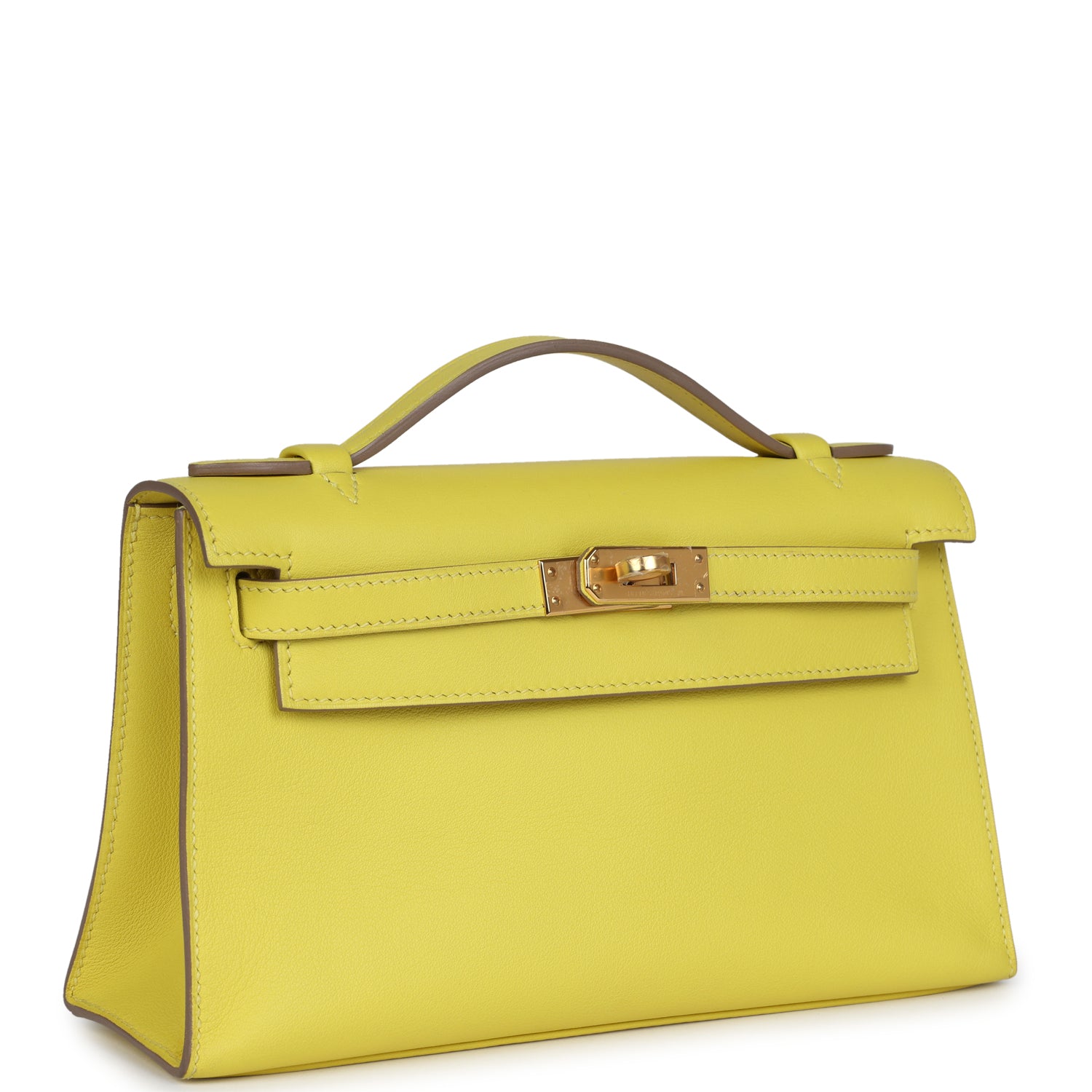 Kelly Pochette Lime Swift Gold Hardware