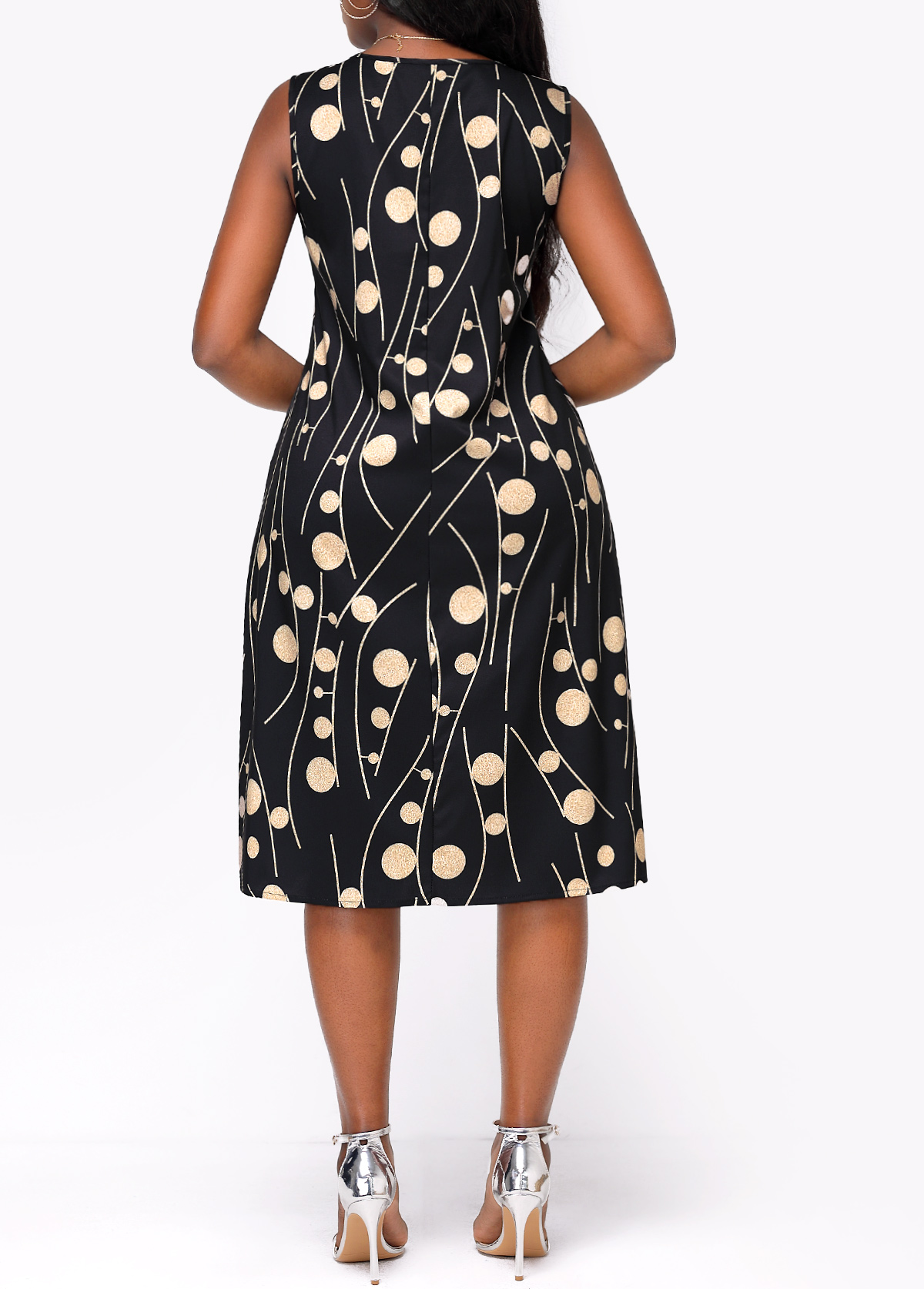 Open Front Black Shawl and Round Neck Dress