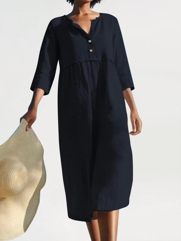 Solid Tunic V-Neckline Shift Dress