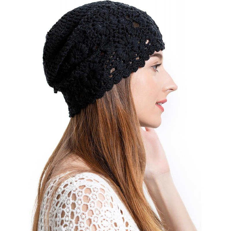 Women's Cotton Crochet Slouchy Beanie Hat