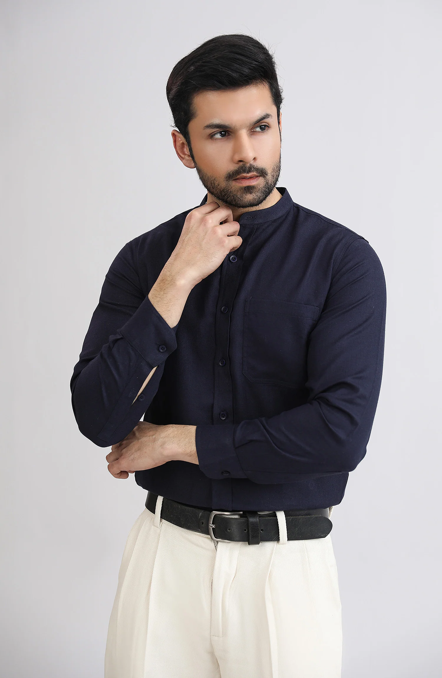 Band Collar Shirt - SMSH202A425
