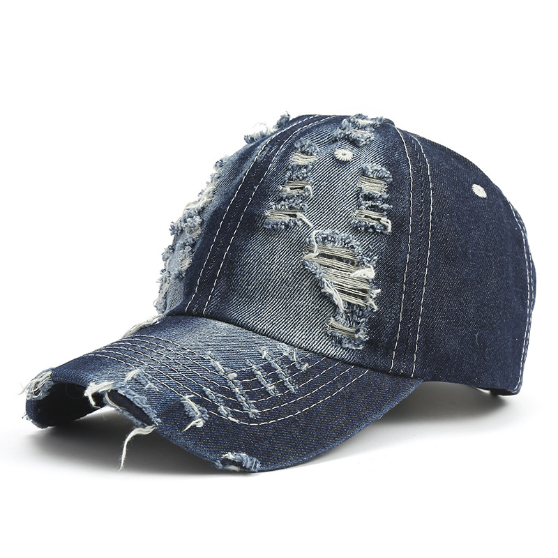 Men's Denim Ripped Sunshade Peaked Cap