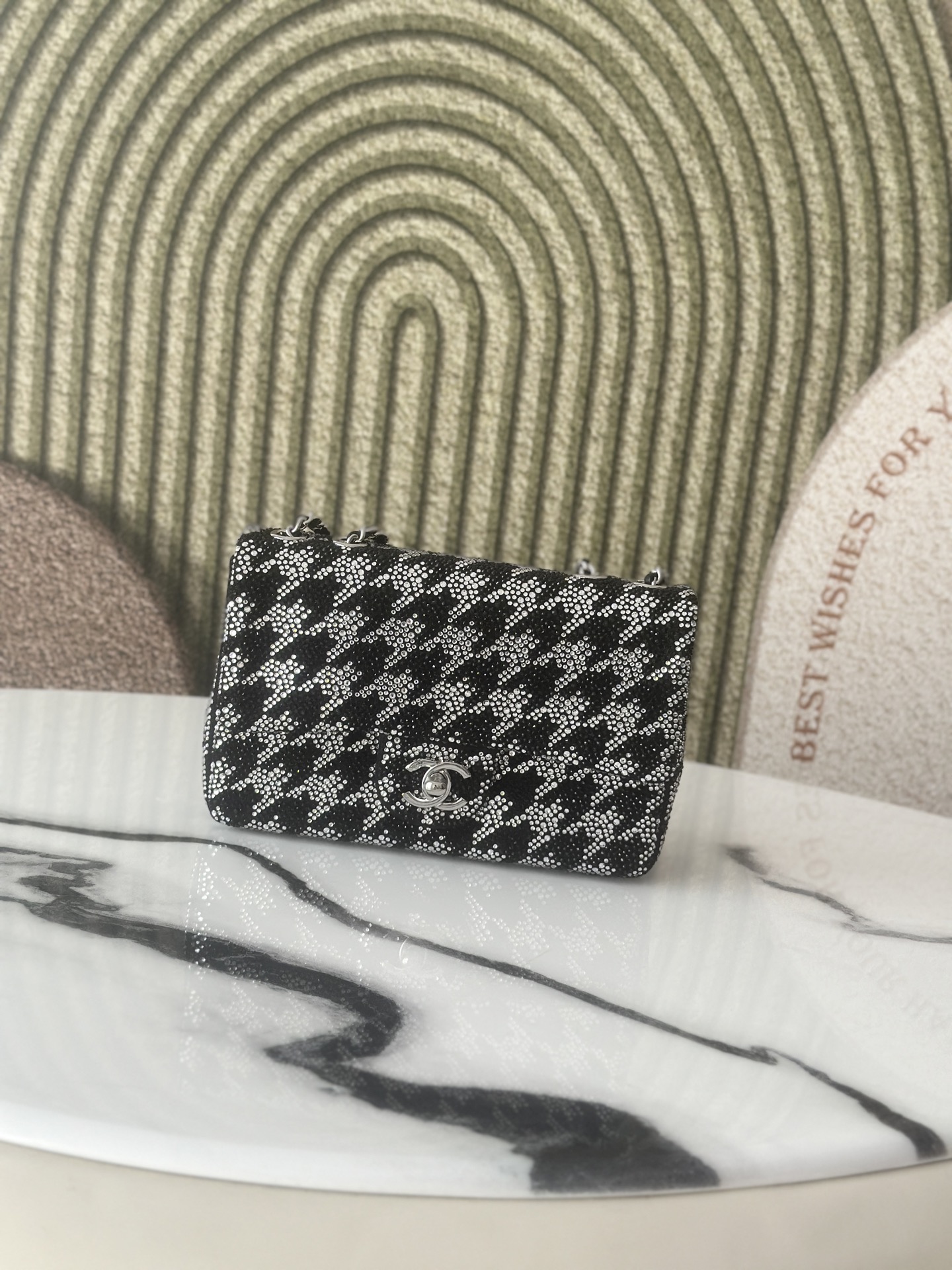 Limited Edition Black Strass Crystal Quilted Mini Classic Flap Bag with Silver-Tone Hardware - Mocuir