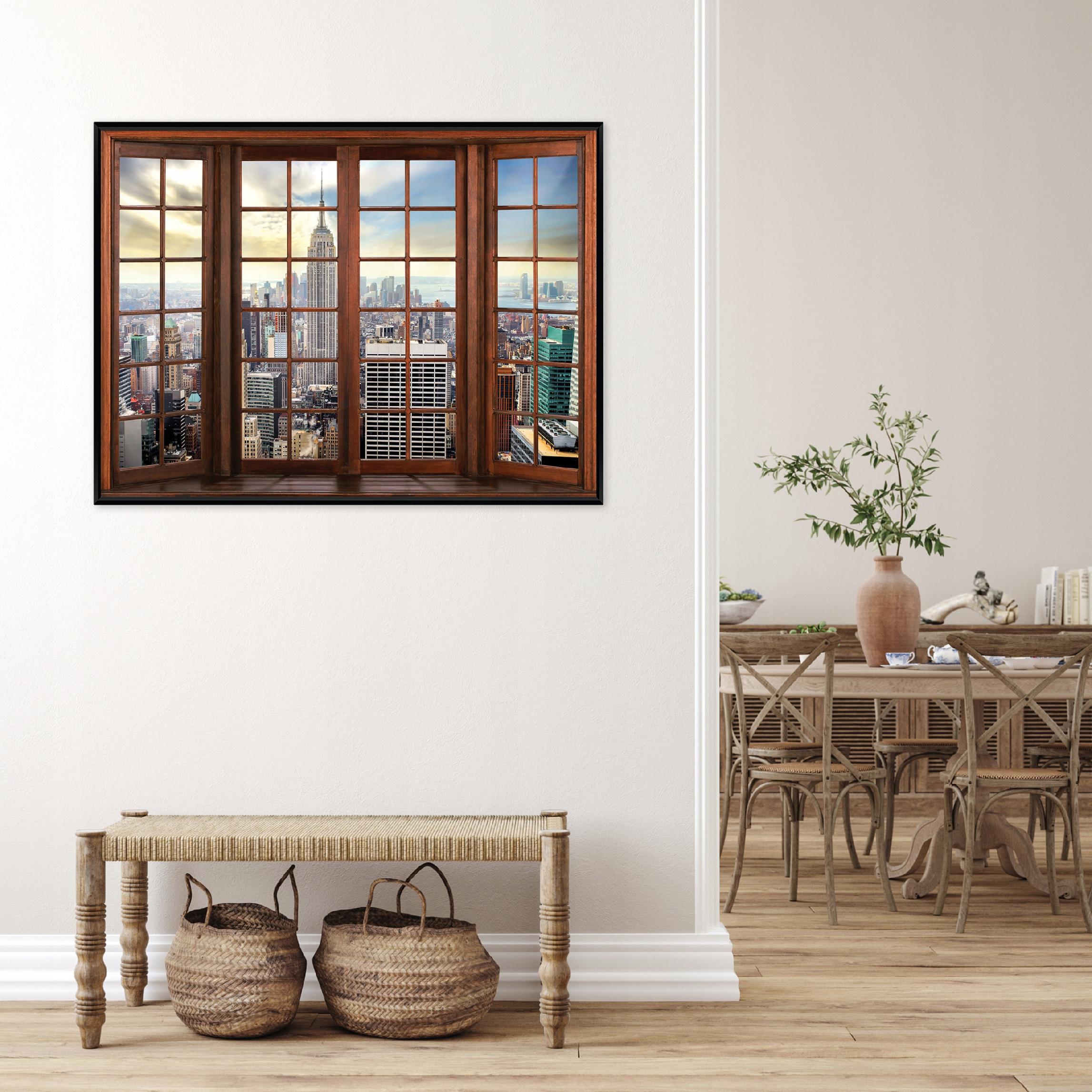 Black-framed canvas print featuring a 3D cityscape—perfect for the living room or bedroom—40x30