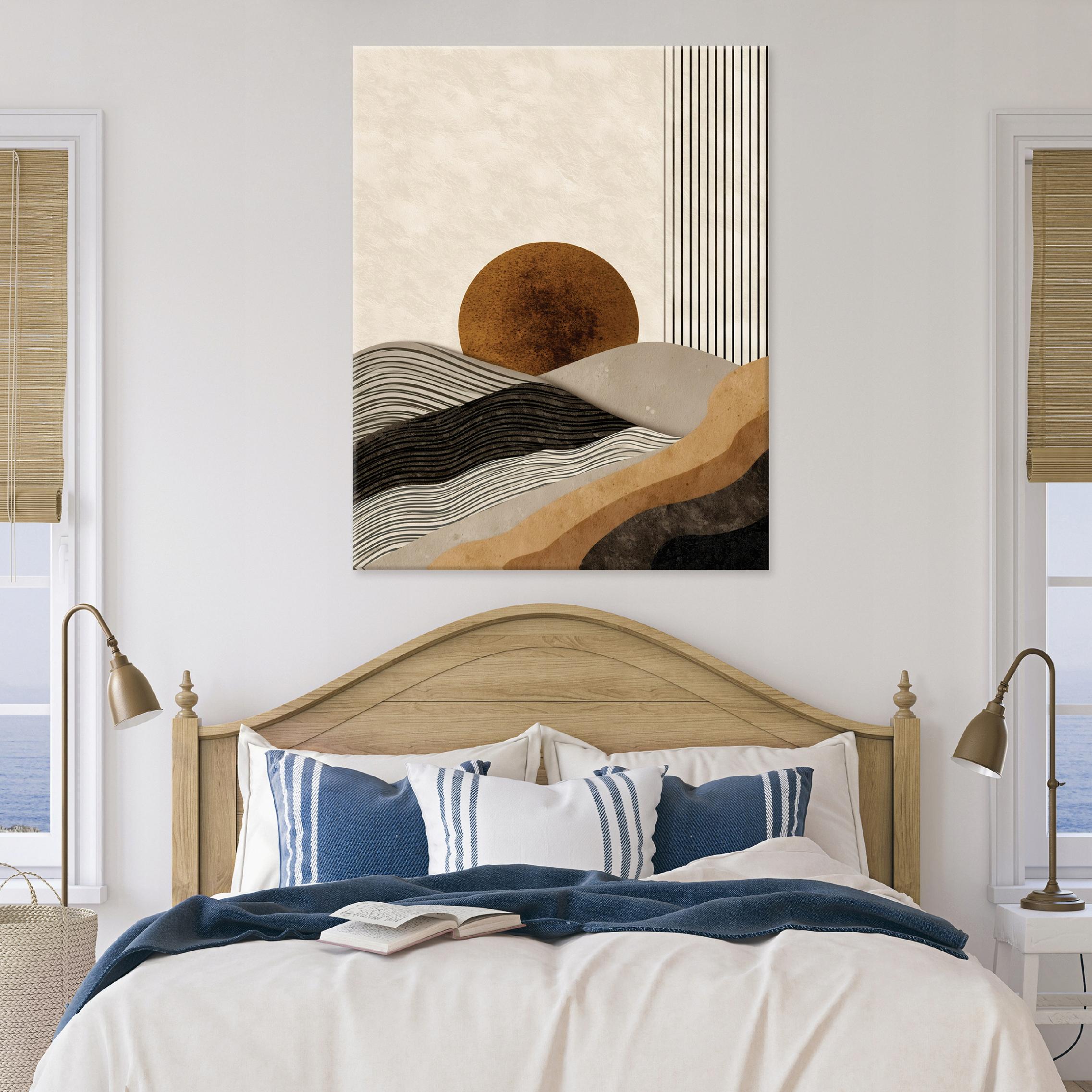 Abstract art deco painting, beige lines, for bedroom or living room, on canvas, 40x30