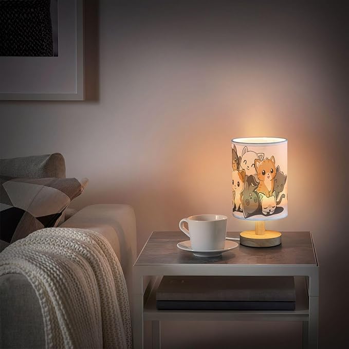 Table Lamp Cute Cartoon Cat Kitten Kitty Nightstand Lamp