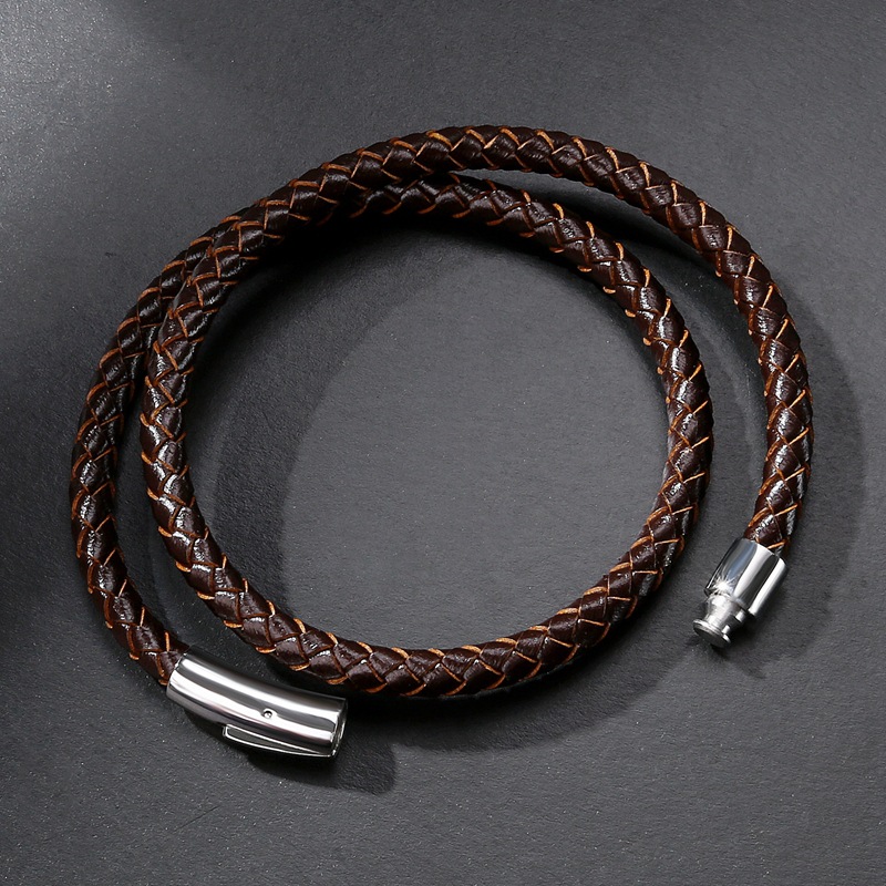 Men's PU Leather Woven Two Layer Bracelet