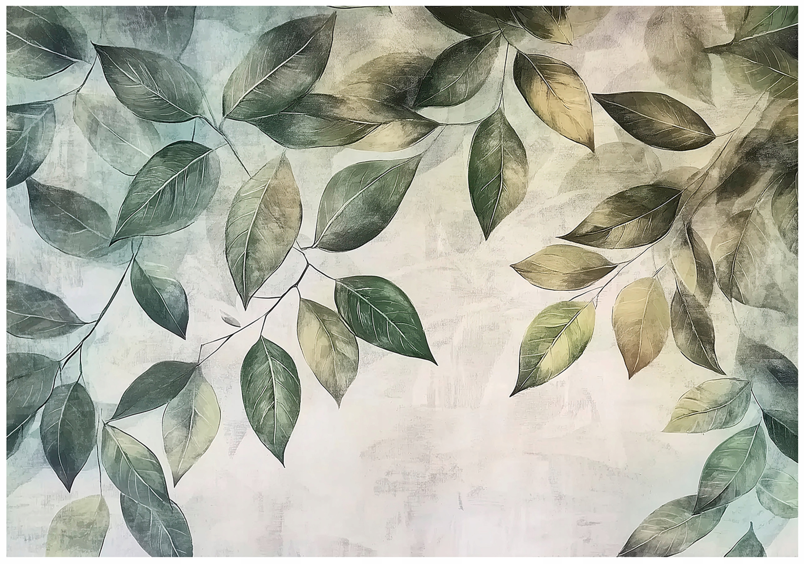 Wall mural hanging leaves green bedroom living room wallpaper non-woven