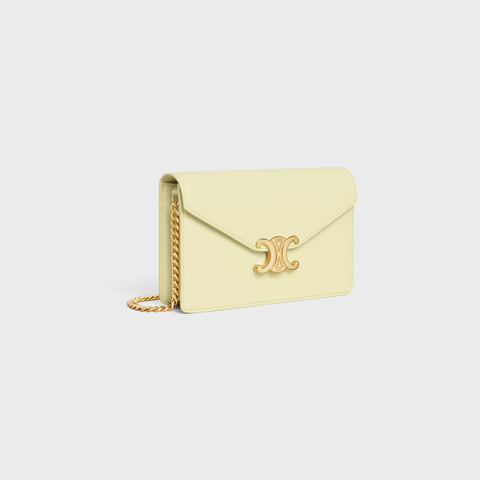 WALLET ON CHAIN MARGO IN SHINY CALFSKIN LIGHT YELLOW