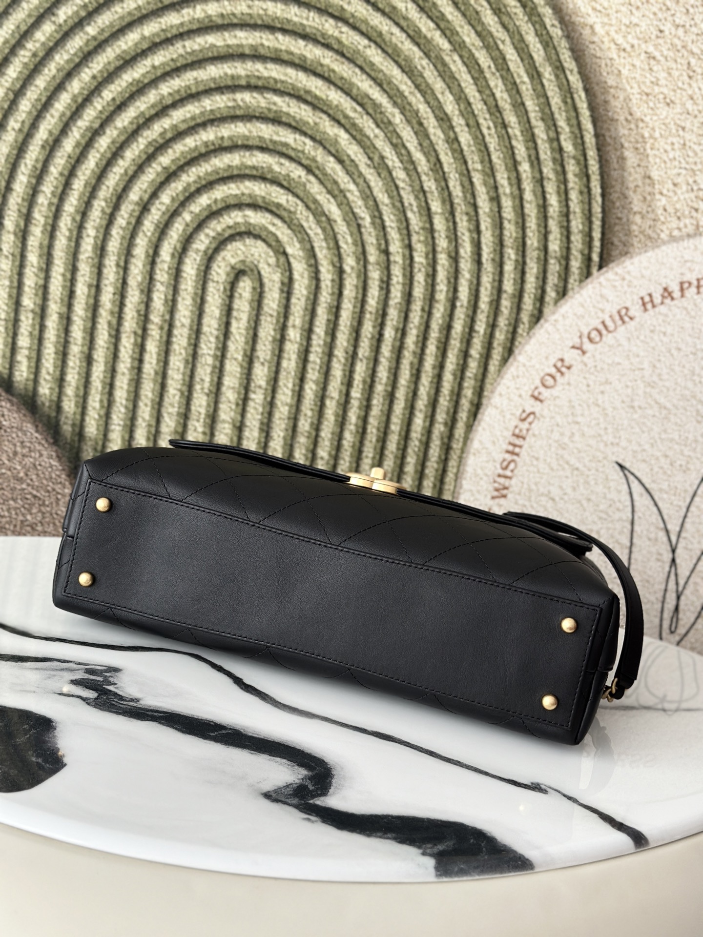 Black Calfskin Quilted Kelly Top-Handle Bag (Classic Style) - Mocuir