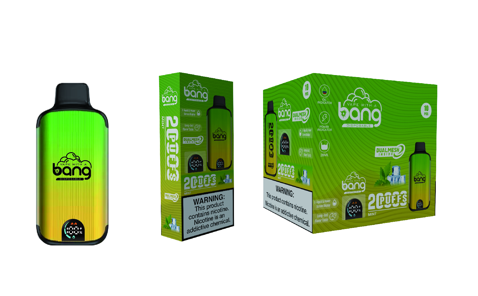 （3 pieces）Bang 20000 Puffs New Product LED Display Disposable Vape