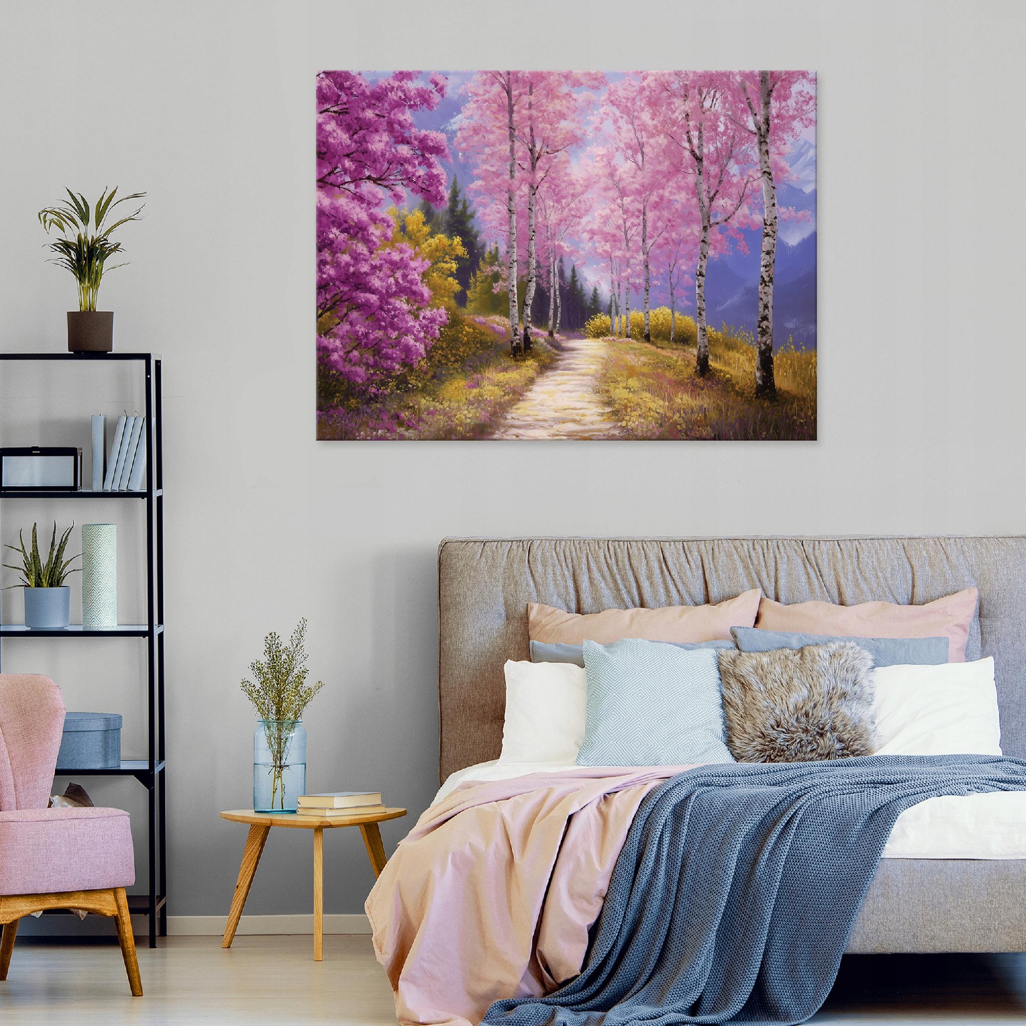 Birch forest landscape painting on canvas for the bedroom or living room, 40x30