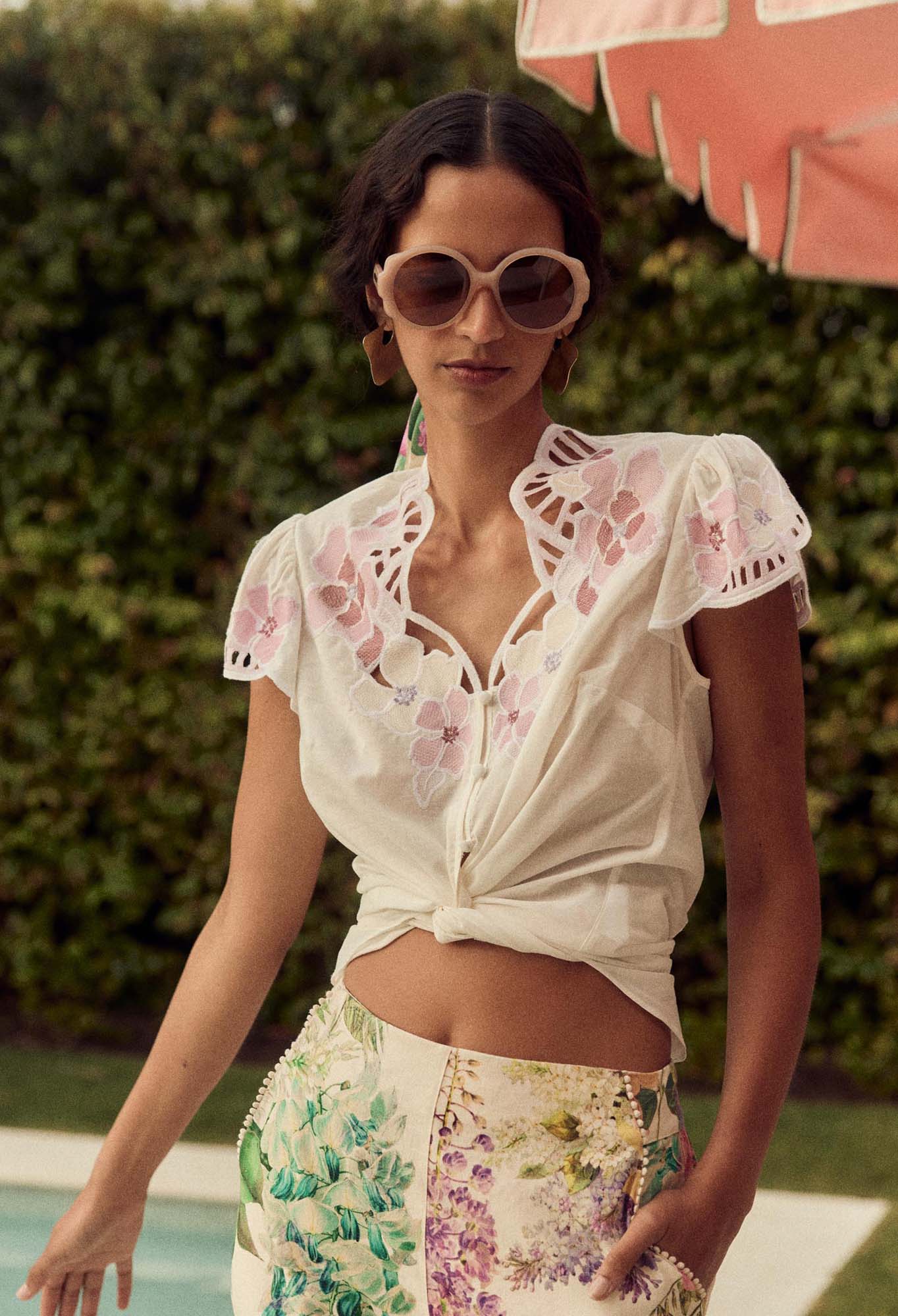 Cotton Voile Embroidered Blouse