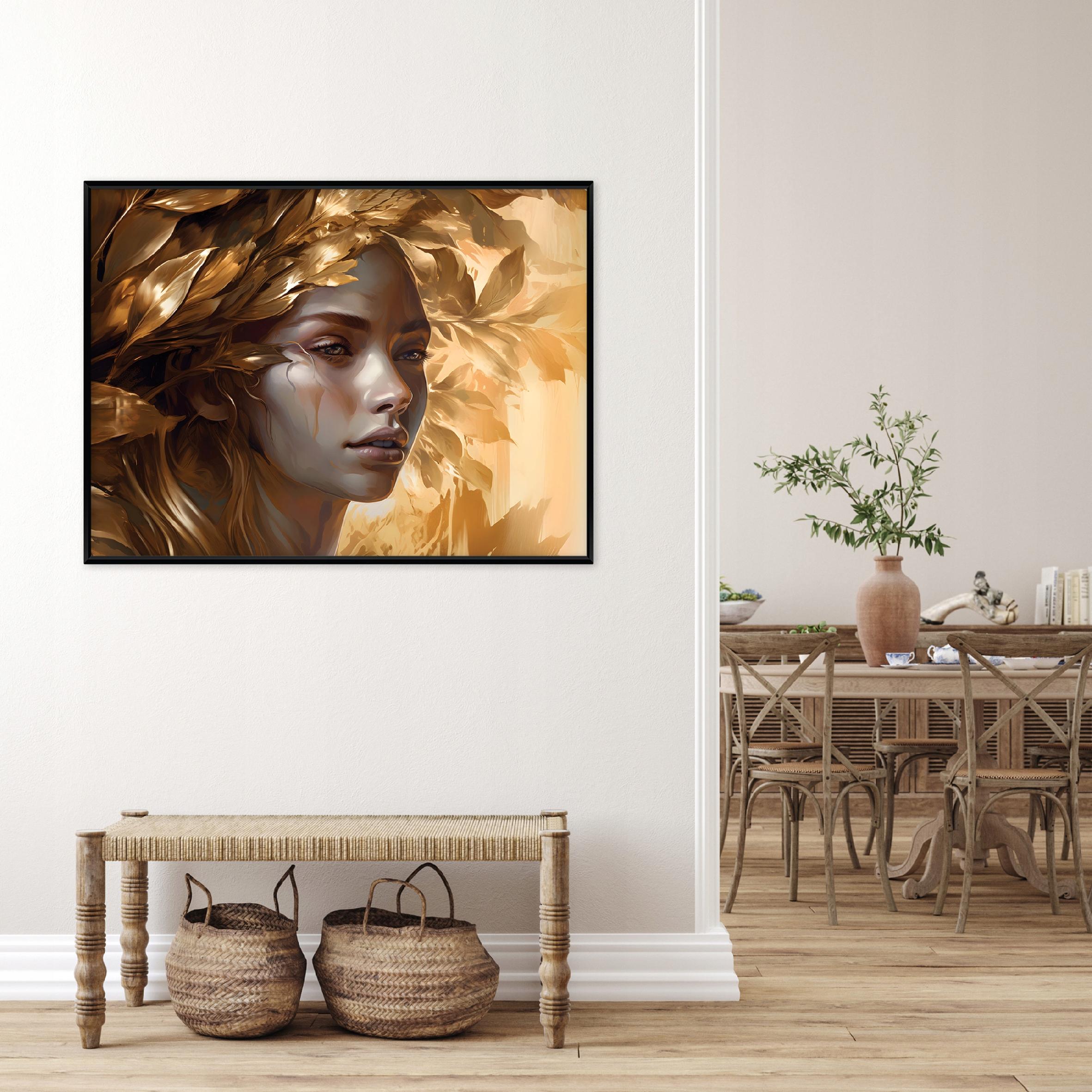 Black-framed canvas painting: abstract woman, living room or bedroom, 40x30