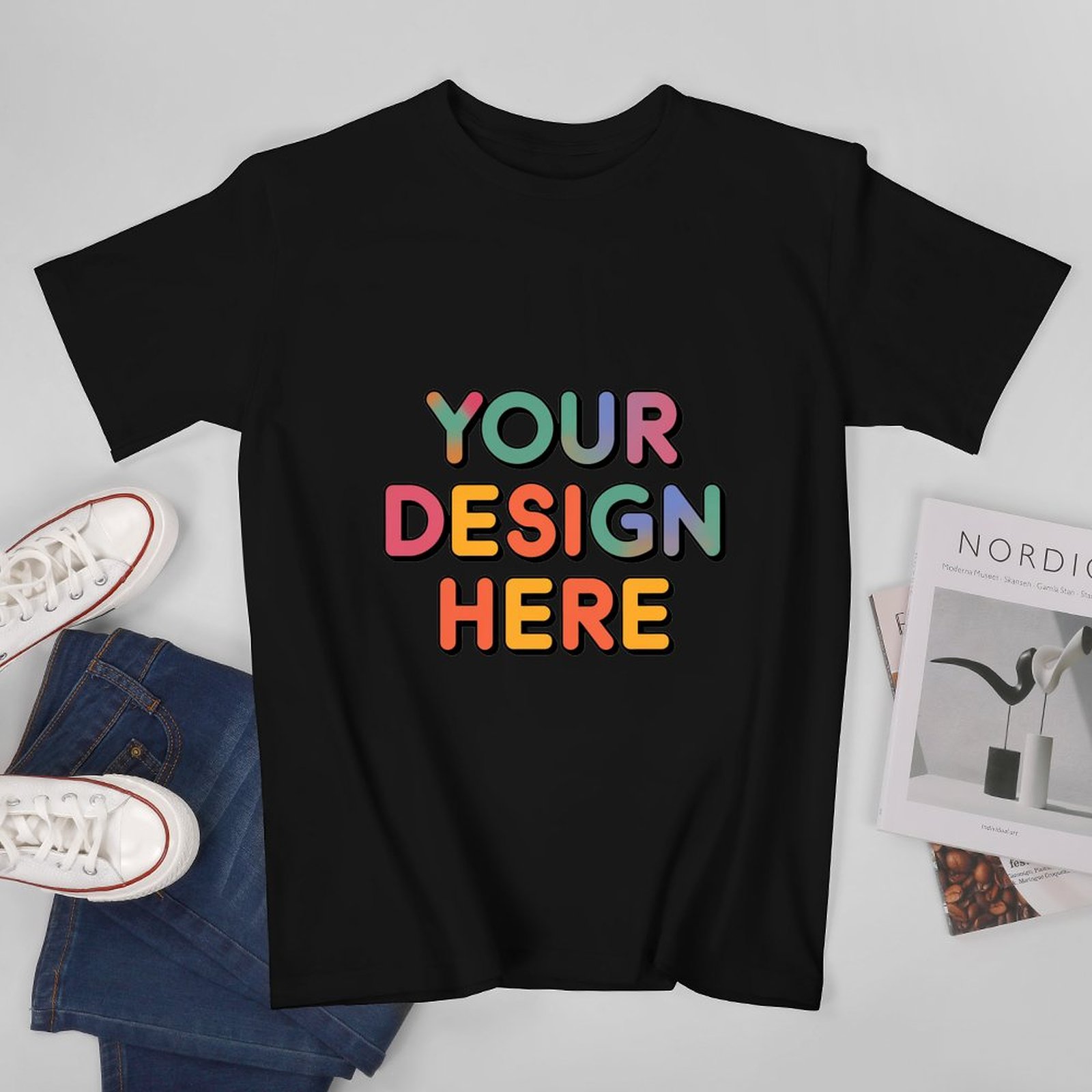 Personalized Custom Men’s Durable Cotton T-Shirt with Double-Sided Design