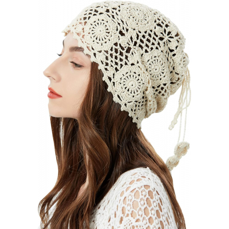 Women's Cotton Crochet Slouchy Beanie Hat