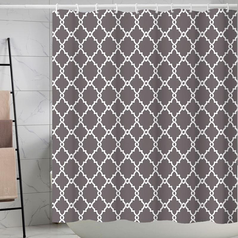 Digital printing watercolor ink flower simple geometric shower curtain waterproof and moisture-proof sanitary interval