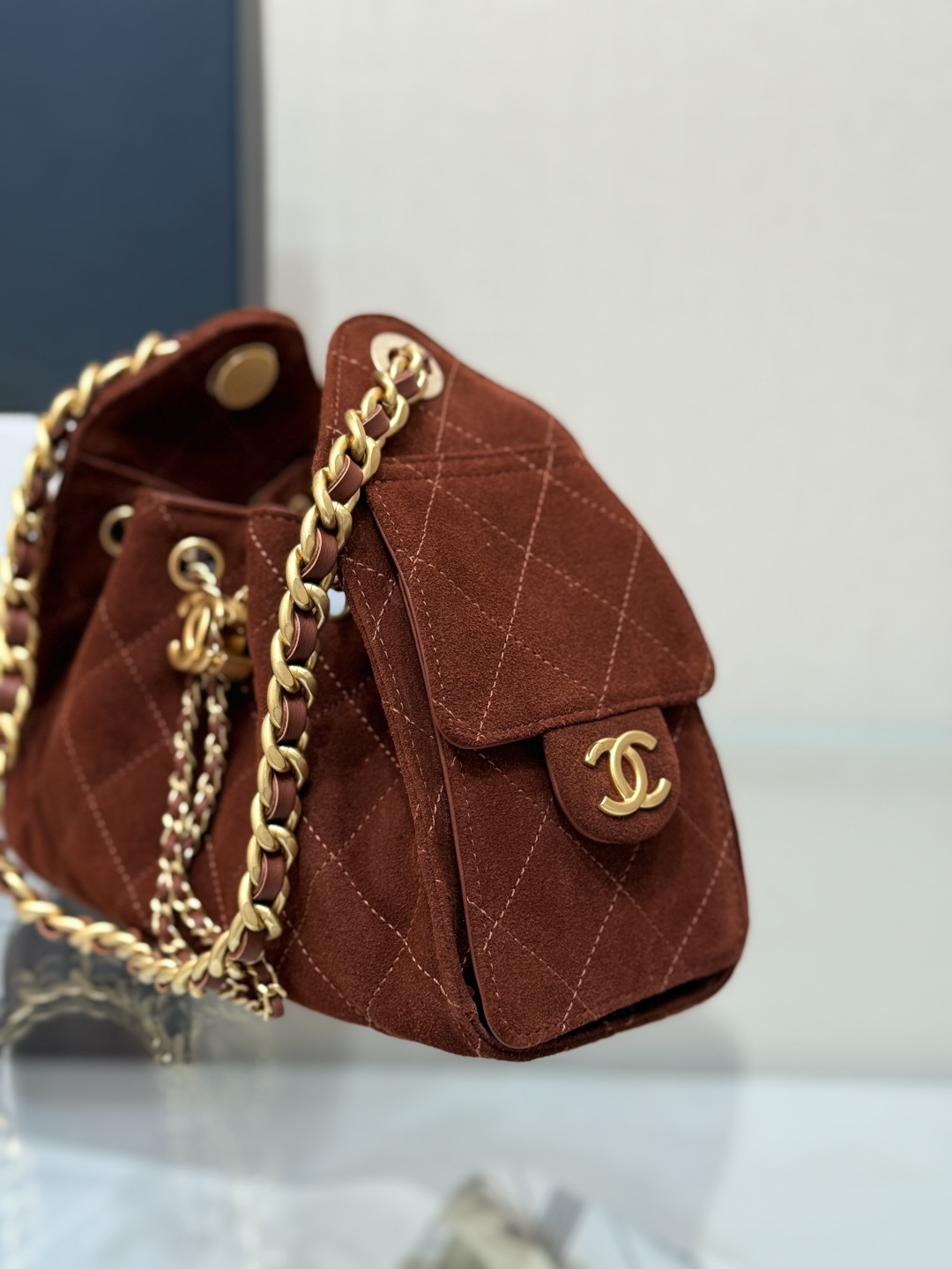 25Bag Mini Drawstring Bag（Reddish Brown） - Mocuir