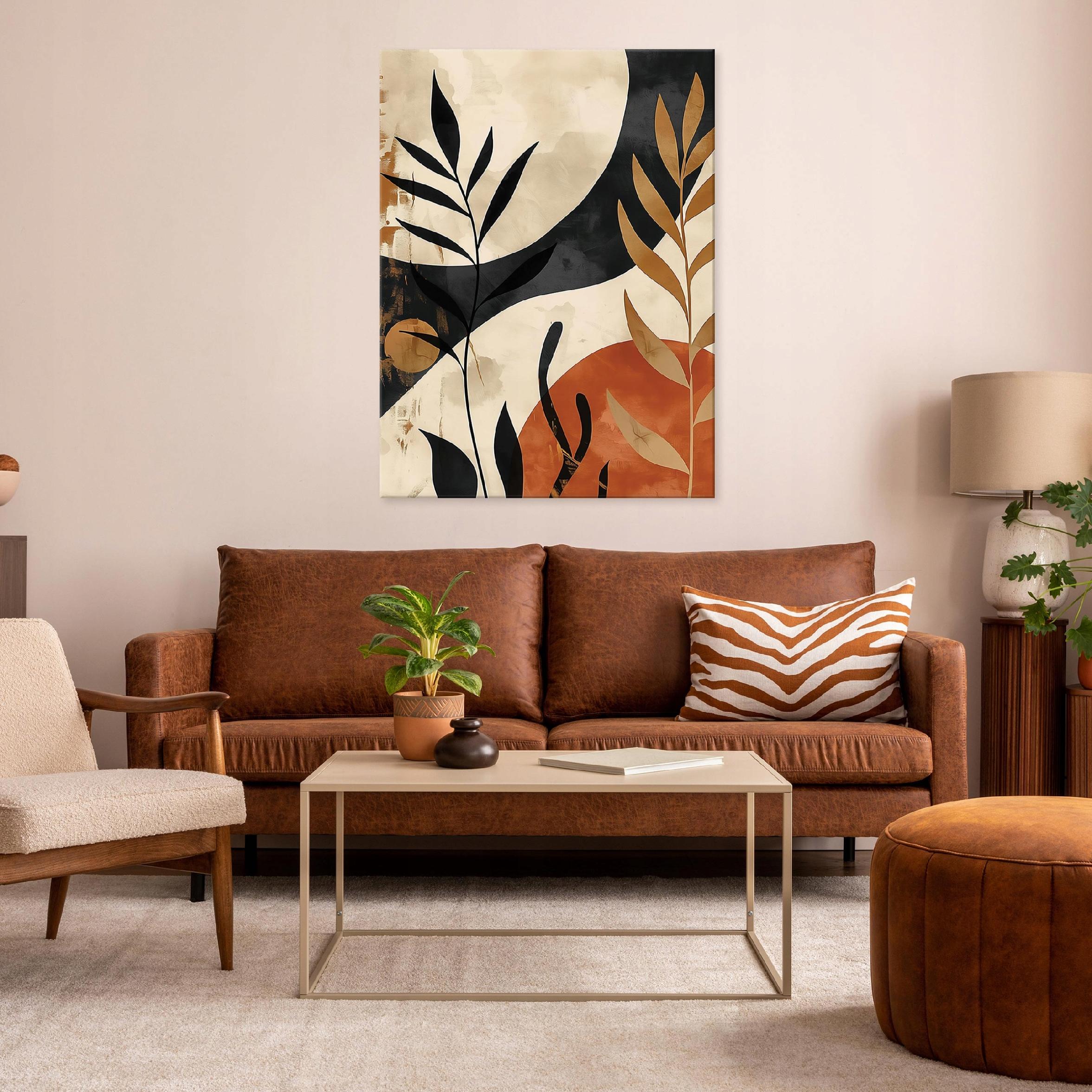 Boho leaves modern canvas wall art for bedroom living room 40x30