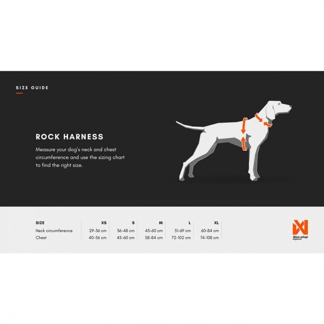 NonStop Rock Hundesele Lang, Svart/Orange