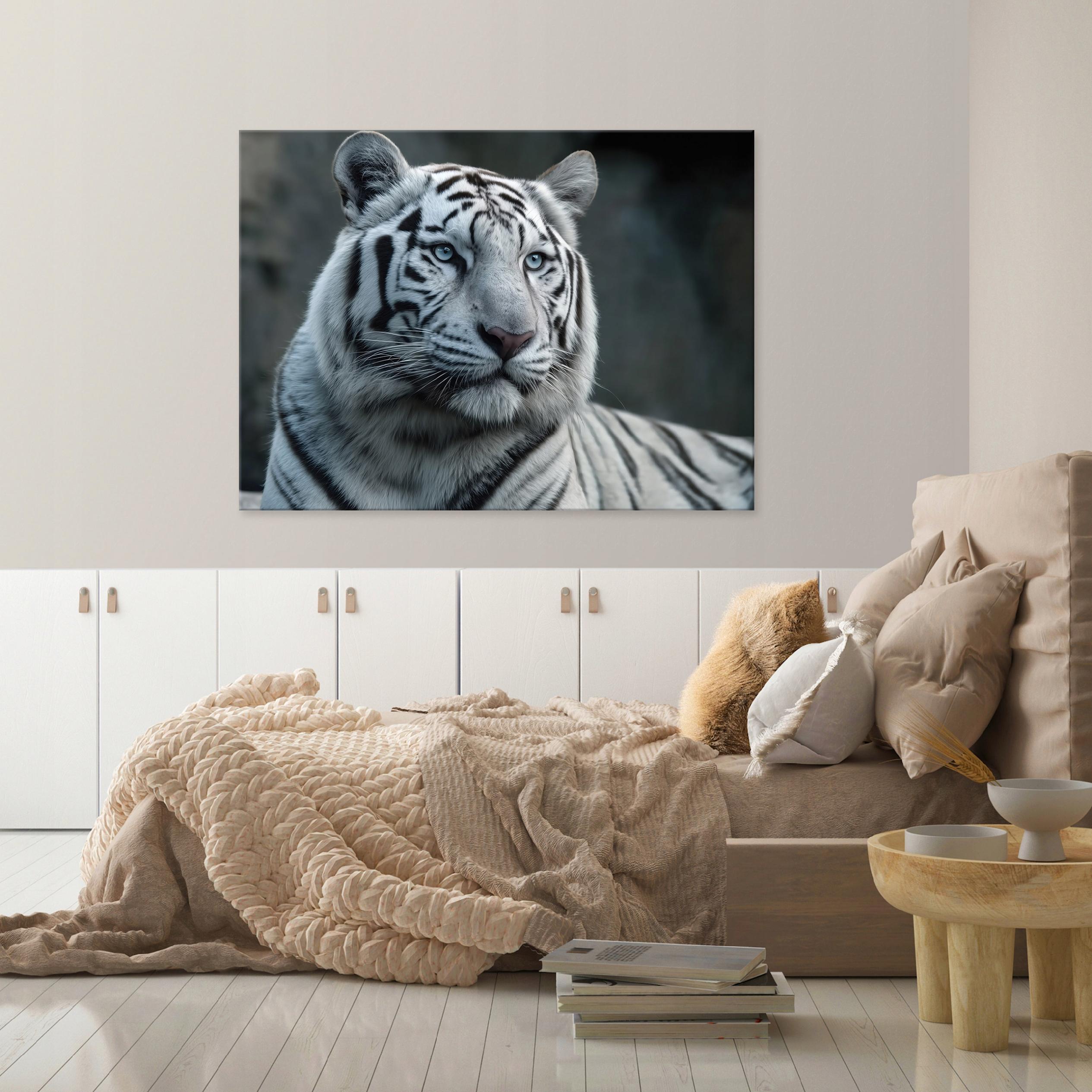 White tiger animal nature painting for bedroom or living room on canvas, 40x30