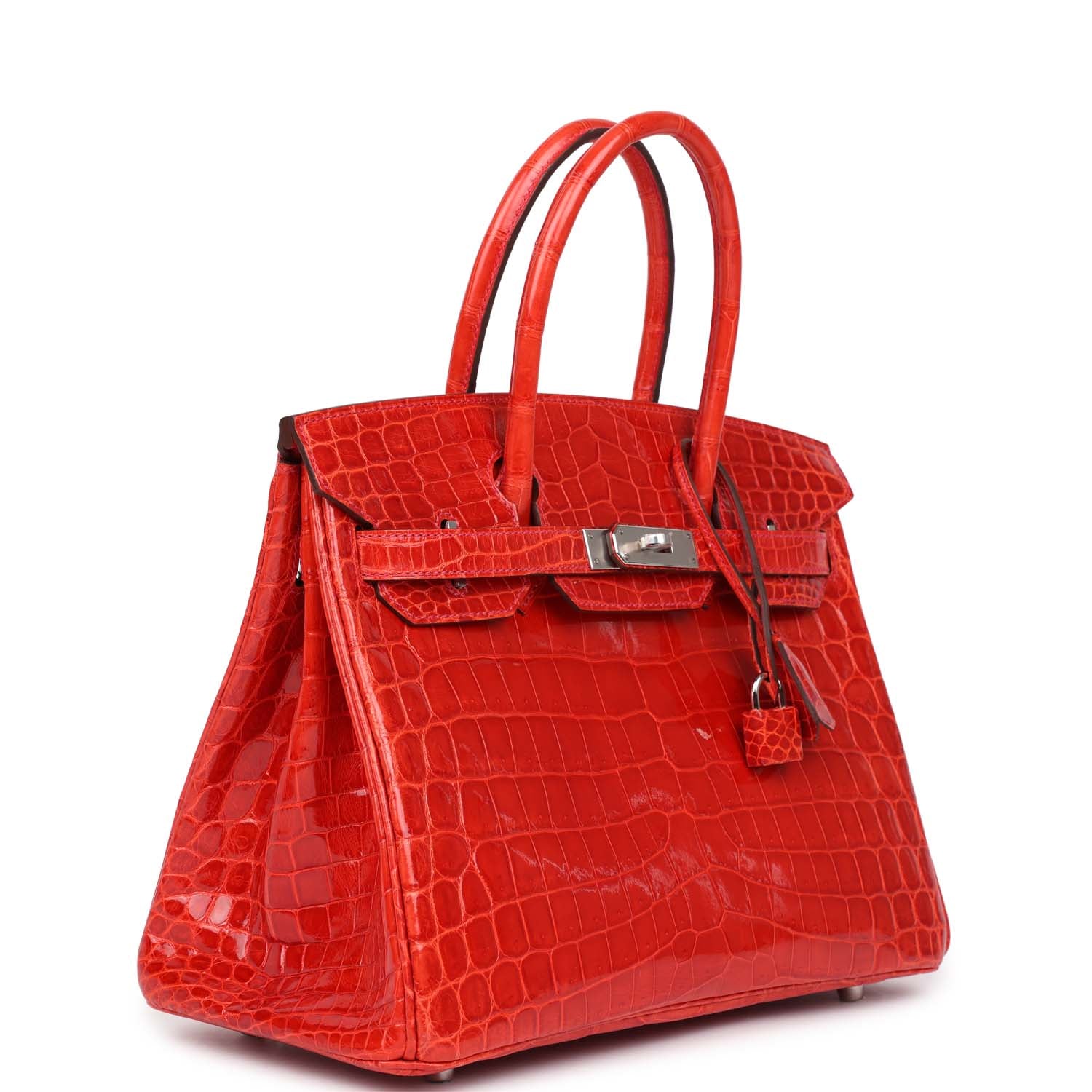 Birkin 30 Geranium Shiny Niloticus Crocodile Palladium Hardware