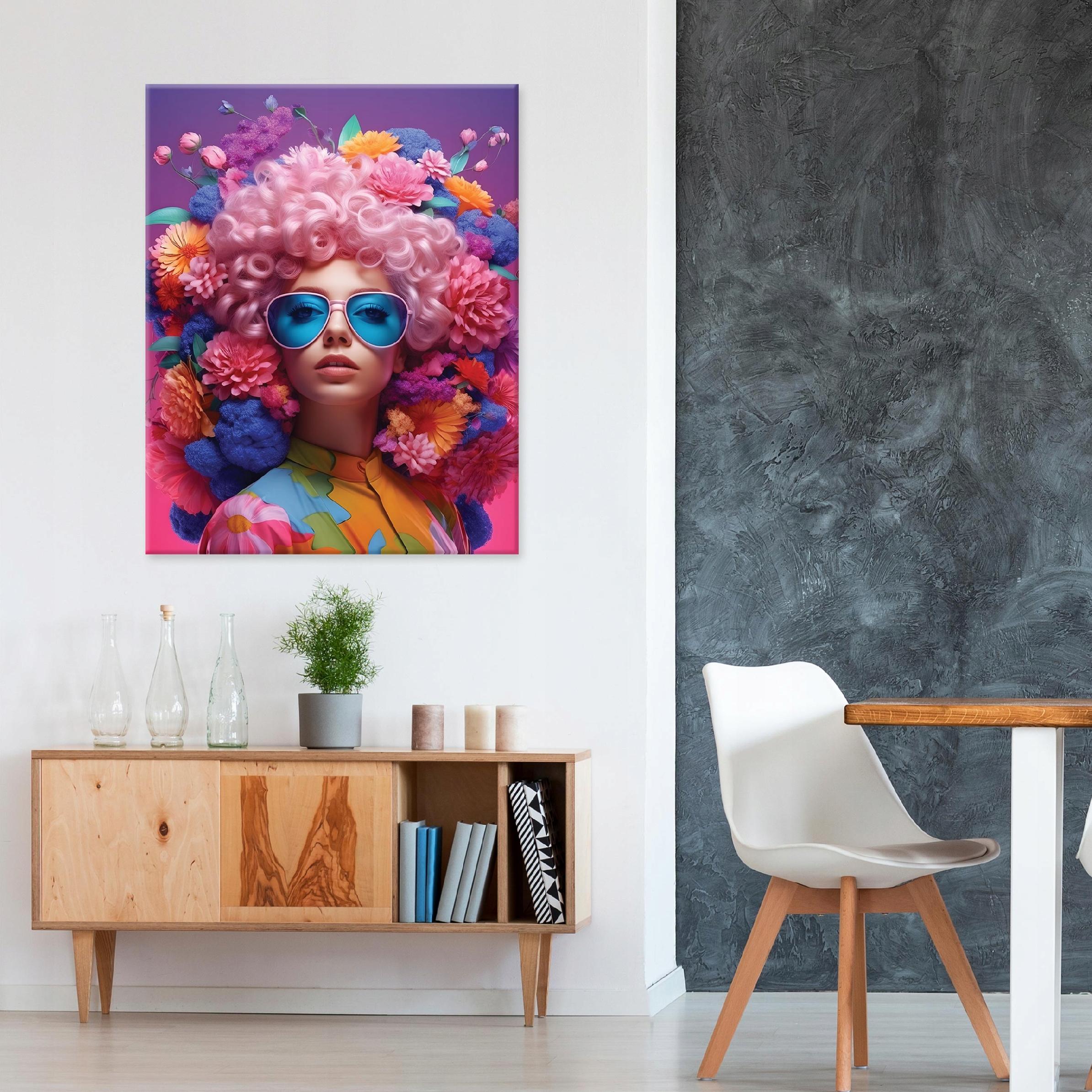 Abstract woman and flowers wall art 60x40