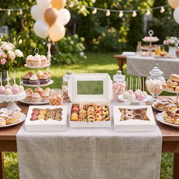 White Bakery Boxes with Window 48 Pack 12x8x2.5