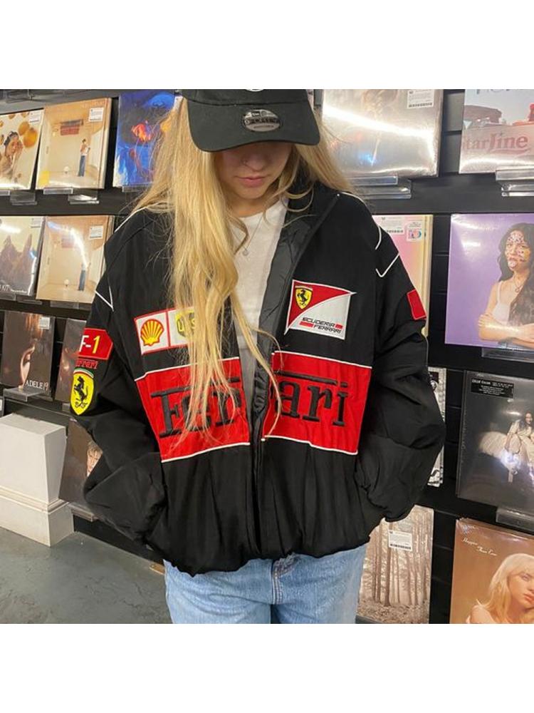 Colorblock Lapel Zipper Long Sleeve Jackets