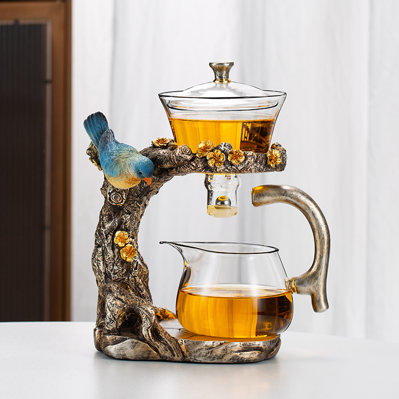 Glass tea set suit household magnetic suction semi-automatic lazy tea maker office kung fu tea cup teapot small set