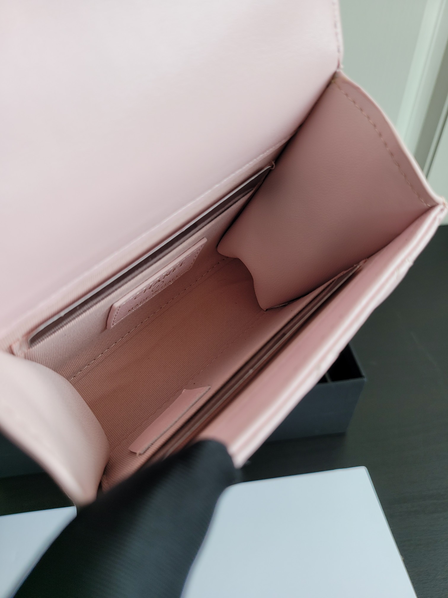 23P Mini Classic Flap Bag with Top Handle in Sakura Pink Quilted Smooth Lambskin with Light Gold-Tone Hardware - Mocuir