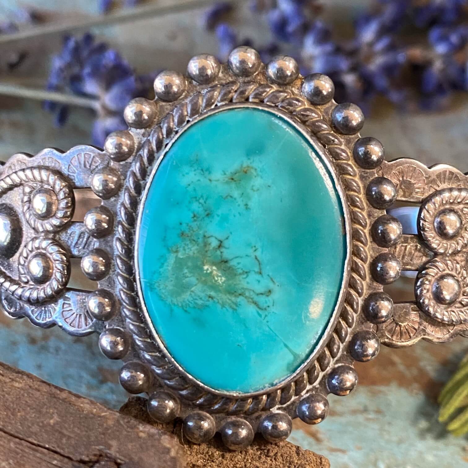 Navajo Sterling Silver Turquoise Bracelet Hearts Jane Popovich