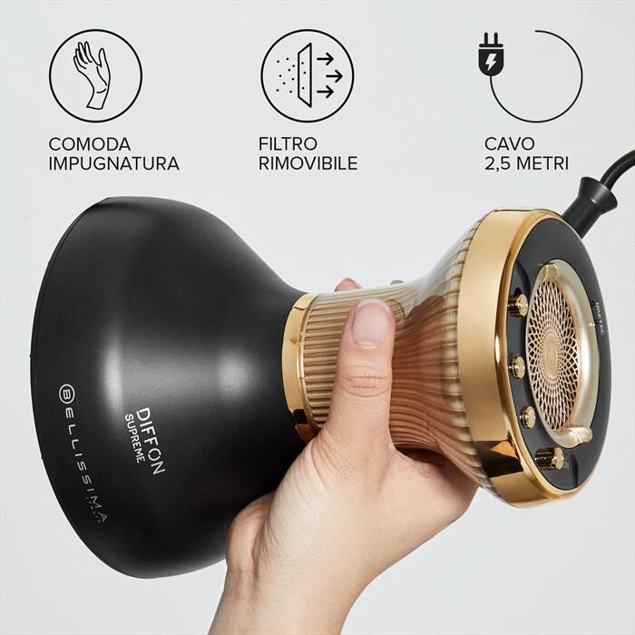 BELLISSIMA IMETEC - DIFFUSORE AD ARIA CALDA DIFFON SUPREME-Nero, Oro