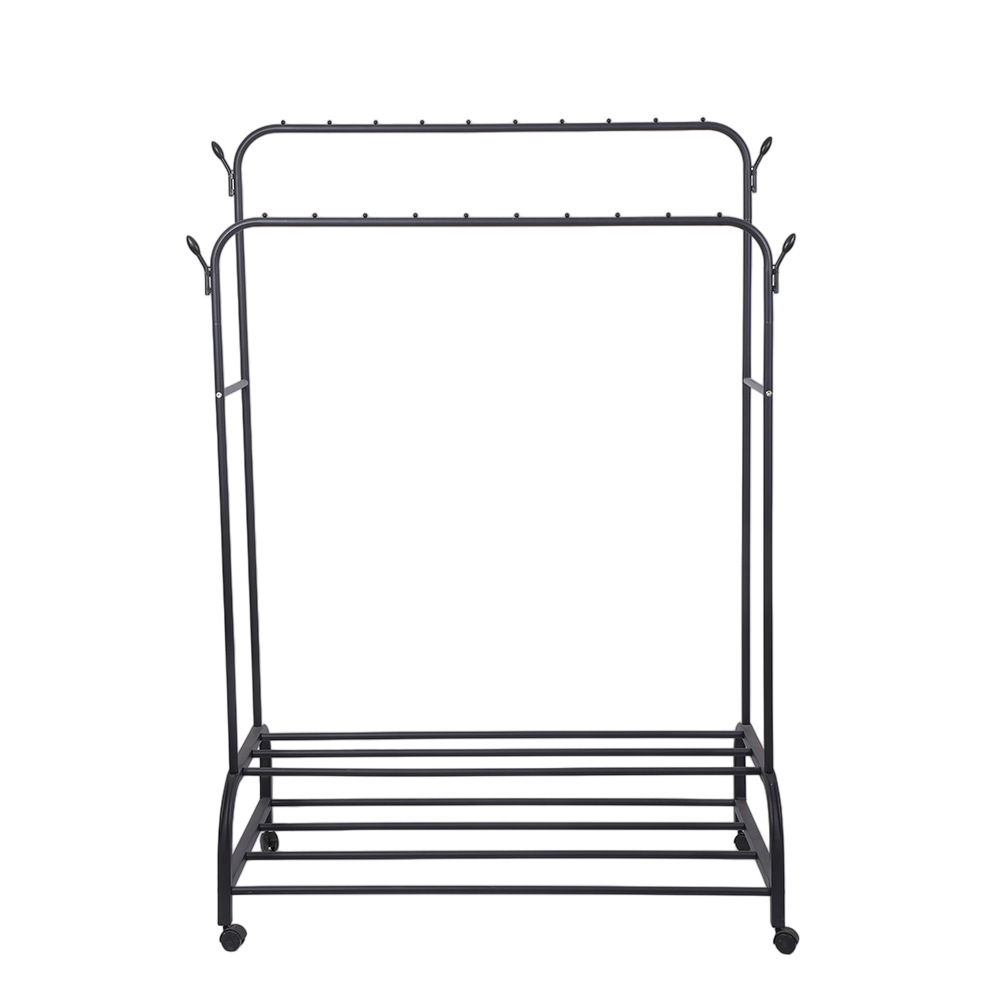 Double-pole clothes hanger balcony bedroom floor hanging clothes hanger dormitory small clothes, shoes and hats rack