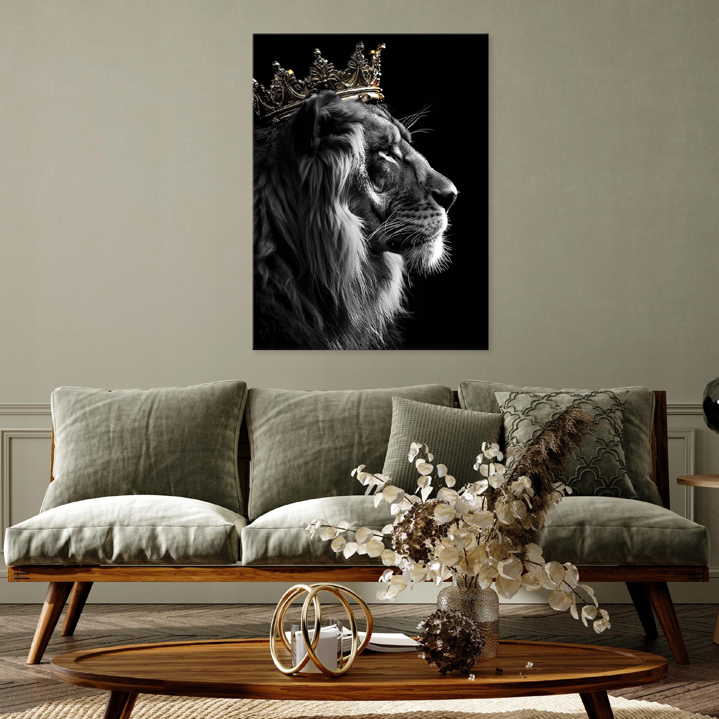 Canvas wall art with a lion motif for the bedroom or living room, 40x30