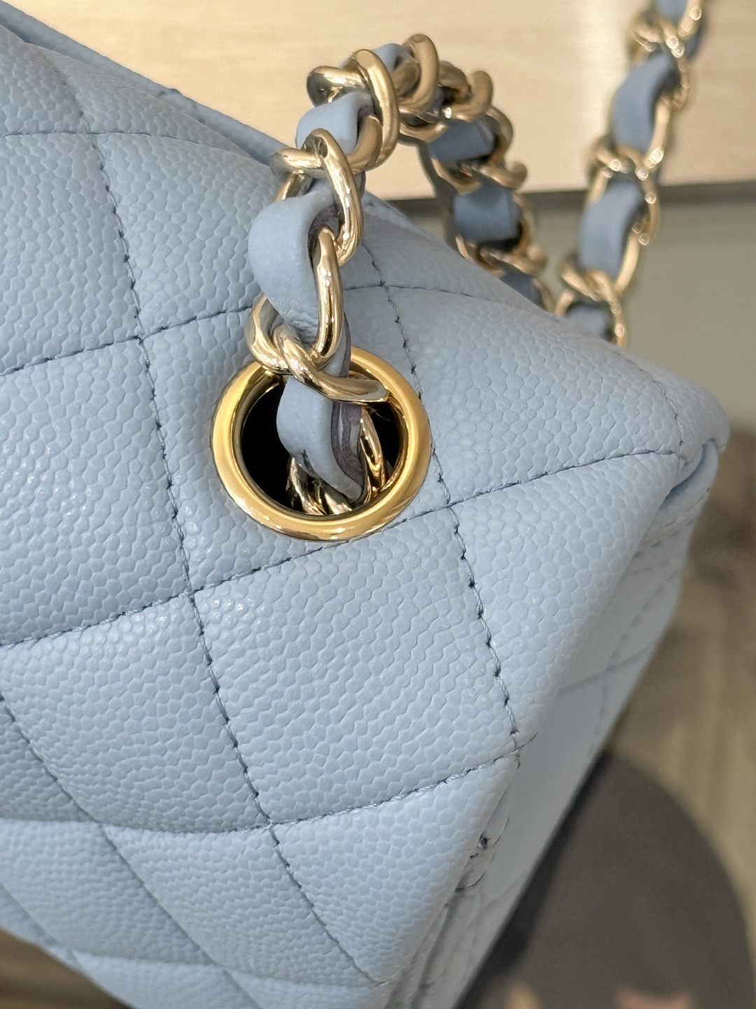 Mini Classic Flap Handbag（Creamy Blue） - Mocuir