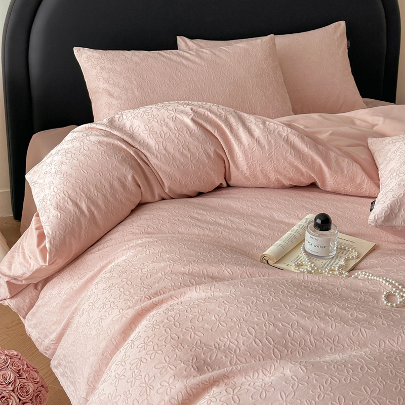 Long-staple cotton 60 thick woven cotton Jacquard four-piece cotton barrier-free high-grade quilt cover bedding