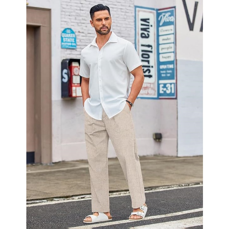 Men's Casual Linen Cotton Pants