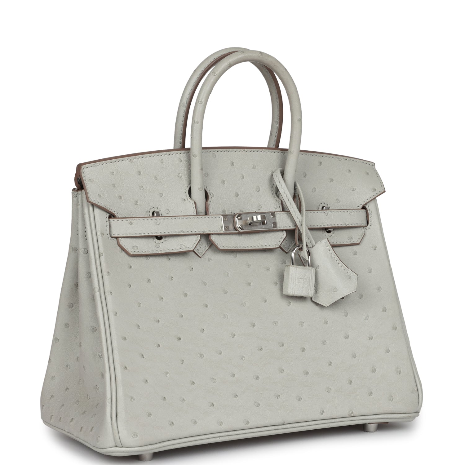 Birkin 25 Gris Perle Ostrich Palladium Hardware