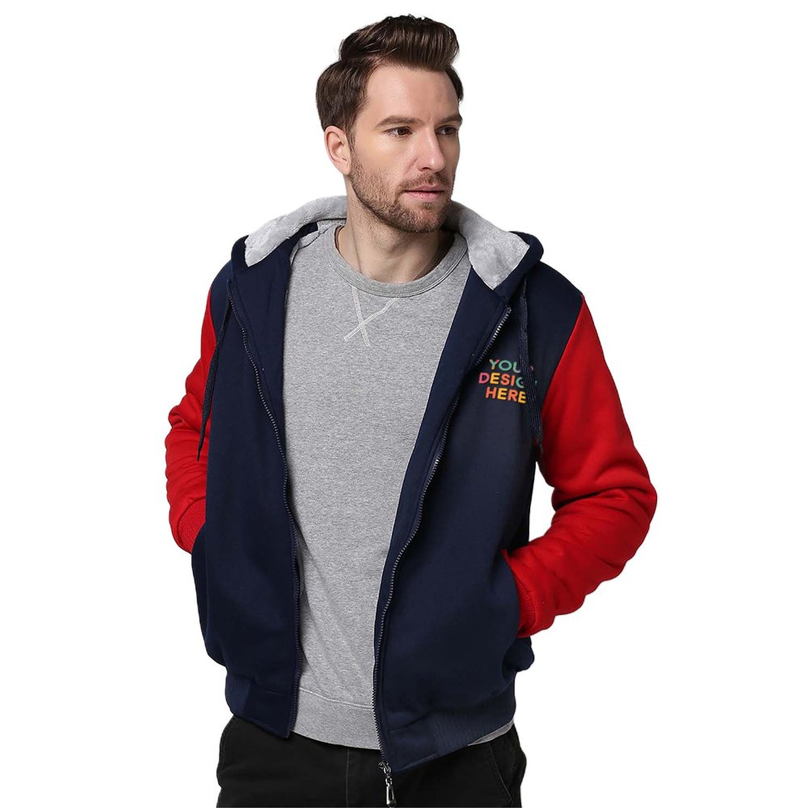Personalized Custom Men’s Exquisite Craftsmanship Full Zip Hoodie